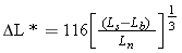 Equation for delta-L*, derived from equation for L*.