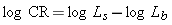 Equation defining log Contrast Ratio as log Ls - log Lb.