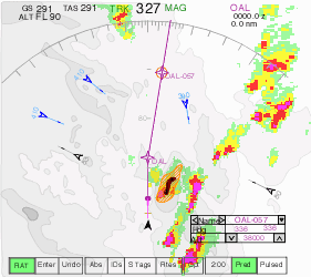 A terrain data map using light and medium grey shades for low salience information and red and yellow for higher salience inforamtion.